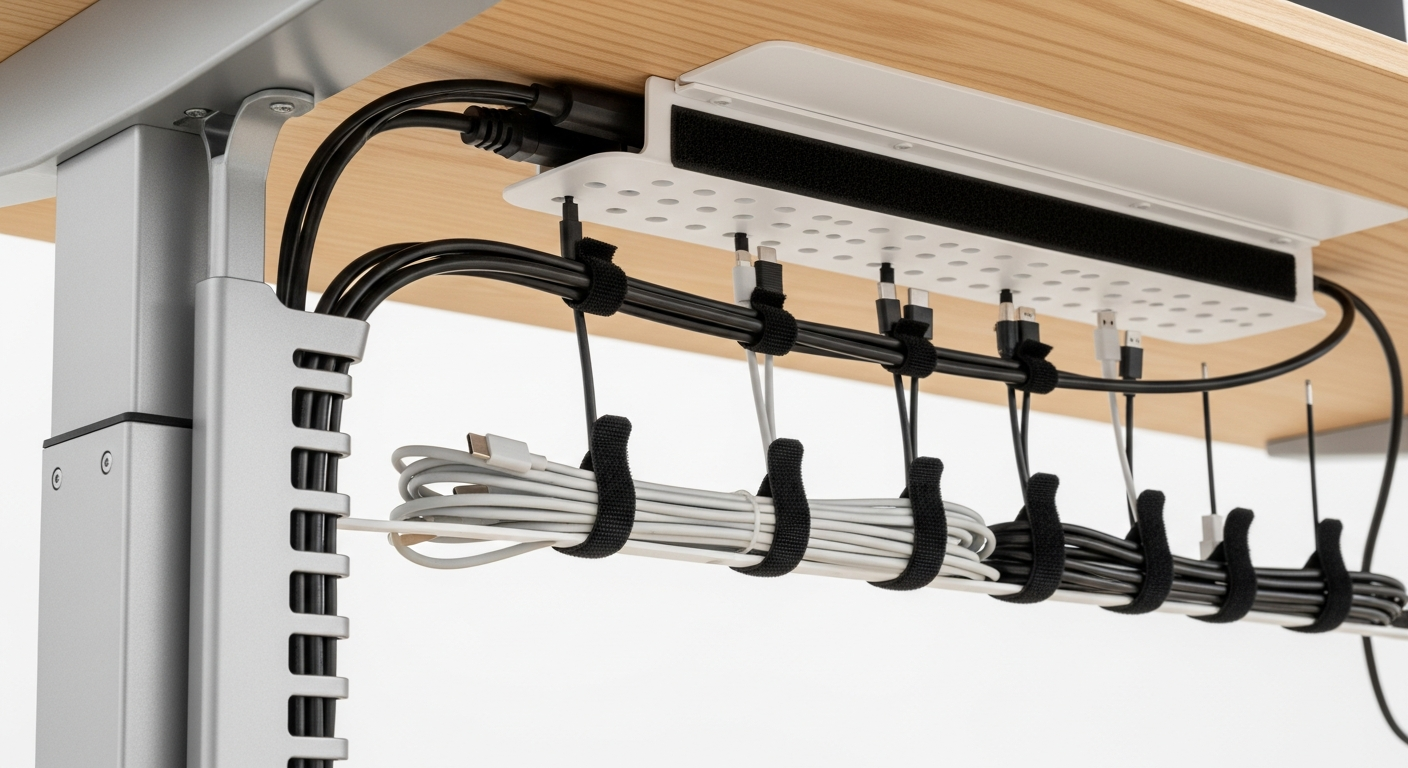How to Cable Manage a Standing Desk: Spine, Tray, and Velcro Method