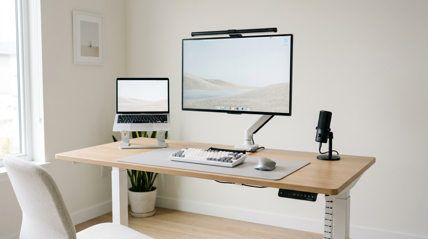 Etho Desk Setup: Minimal Creator Build with Dual Monitors